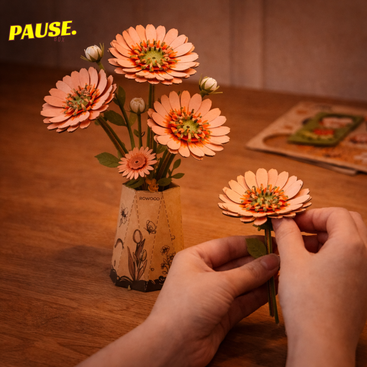 Bouquet de Fleurs en bois 3D