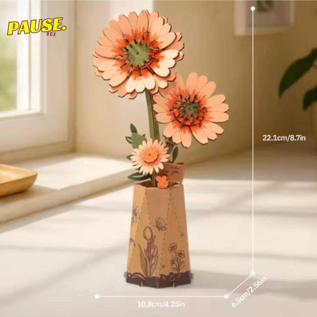 Bouquet de Fleurs en bois 3D