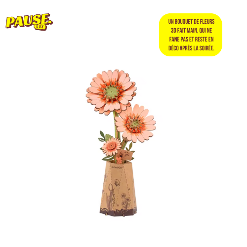 Bouquet de Fleurs en bois 3D